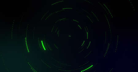 Points of light rotating and uniformly changing colour on black background. energy, light, colour and movement concept, digitally generated image.の写真素材