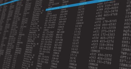 Image of data processing on grey and blue computer screen. global technology, programming and...