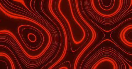 Image of multiple red glowing liquid shapes waving swirling and flowing smoothly in repetition in seamless loop. Abstract shapes and liquid colour motion concept digitally generated image.の写真素材
