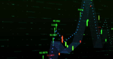 Image of a colourful graph with colourful numbers over a grid. Global economy stock market concept...