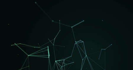 Image of interface network of plexus connections moving on green background, Digital global...