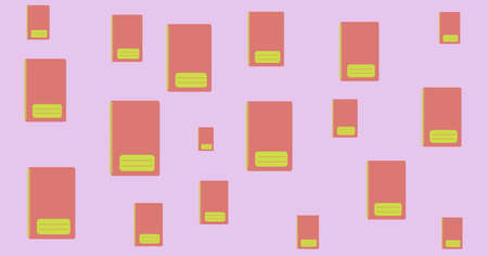 Illustration of rows of notebooks on pink background. education and school concept digitally...