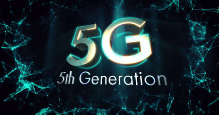 Image of 5g 5th generation text over network of connections. global network connection and...