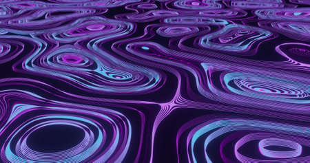 Image of blue and purple liquid lines moving on seamless lines on black background. retro colour and...