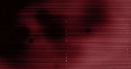 Image of multiple white specks and lines moving on seamless loop in black and red. repetition and...