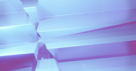Two interlcoking metallic 3d folded shapes moving against each other. mechanism, colour and movement concept, digitally generated image.の写真素材