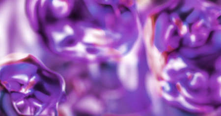 Molten metallic purple moving organic shapes emerging from a pink background. colour and movement concept digitally generated image.の写真素材
