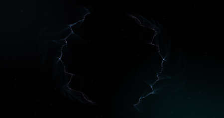 Image of blue smoke forming circle moving in hypnotic motion on gradient green to black background. Colour and movement concept digitally generated image.の写真素材
