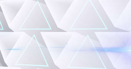 Image of glowing network of 3d white triangle shapes. global online network technology connection...