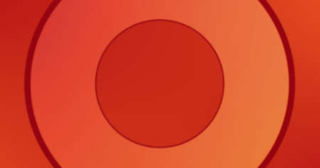Image of red circles rotating and moving in hypnotic motion in repetition in seamless loop on red background. Colour and movement concept digitally generated image.の写真素材