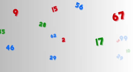 Random colorful multiple mathematical numbers and symbols moving against white background. numerical...