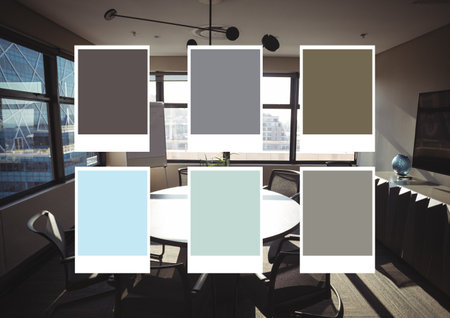 Multiple color shades against view of the office meeting room. interior decoration and renovation planning conceptの写真素材