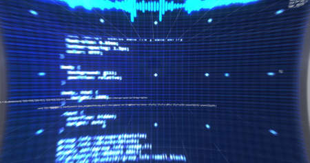 Image of scope scanning, statistics recording and data processing on screens. digital interface,...