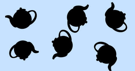 Composition of kettle icons on white background. happy family, love and support concept digitally generated image.の写真素材
