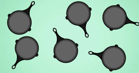 Composition of pan icons on green background. happy family, love and support concept digitally generated image.の写真素材