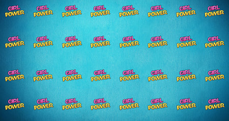 Composition of text girl power on blue background. girl power, positive female strength and independence concept digitally generated image.の写真素材