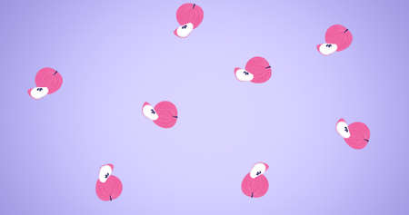 Composition of multiple apples on purple background. pattern, nature and colour concept digitally...