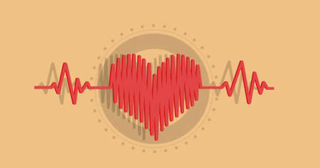 Composition of cardiogram in shape of heart on yellow background. flu, sickness, virus and...