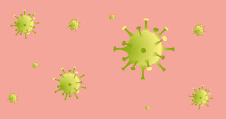 Composition of covid 19 virus cells on pink background. global covid 19 pandemic concept digitally...
