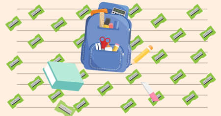 Image of school items icons moving on white background. education, development and learning concept...