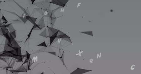 Image of multiple letters changing over network of connections. global education and learning...