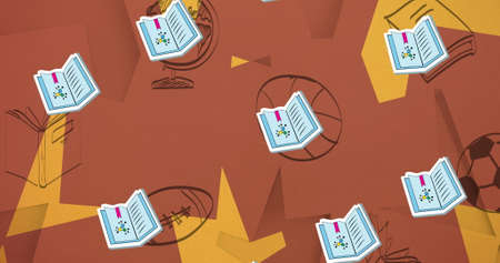 Image of school items icons over orange background. education, development and learning concept...