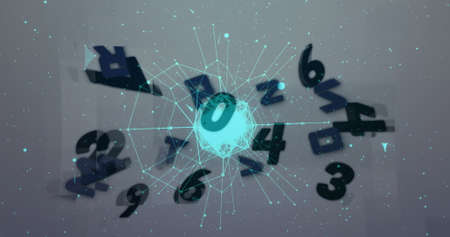 Image of numbers changing with network of connections. global technology and data processing concept...