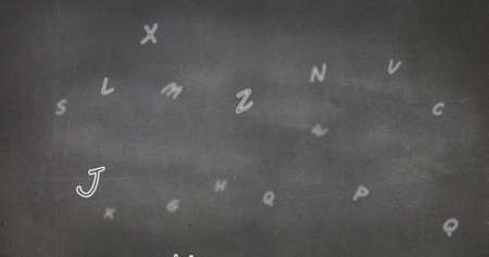 Digital image of english alphabets floating and moving against grey background. school and education...