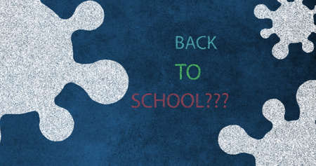Image of coronavirus cells floating over text Back To School. Global Covid 19 coronavirus pandemic...