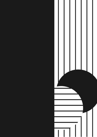 Composition of black and white shapes on black background. abstract background and template concept digitally generated image.の写真素材