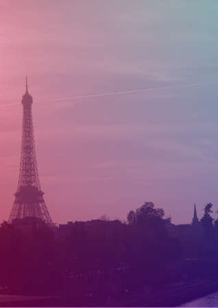 Composition of cityscape at night with blue sky and clouds. abstract background and template concept digitally generated image.の写真素材