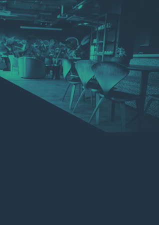 Composition of dark light over cafeteria in empty office. business template concept digitally...