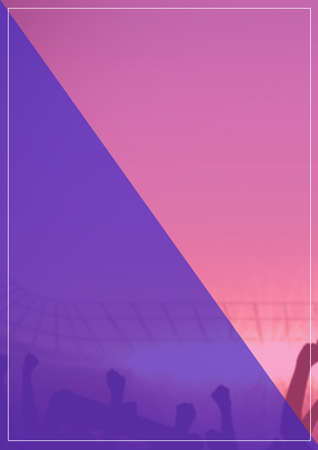 Composition of pink and blue shapes over people at concert. health, leisure and entertainment concept digitally generated image.の写真素材