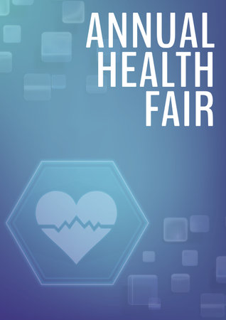 Composition of medicine and healthcare text over medical icons on blue background. health and wellbeing event promotional communication concept digitally generated image.の写真素材