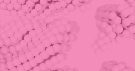 Image of multiple rows of pink balls pulsating in hypnotic motion in seamless loop in the background. Colour abstract movement concept digitally generated image.の写真素材