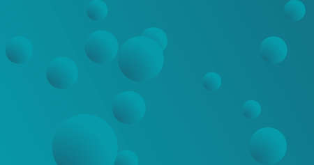 Image of multiple teal balls and rows of white dots moving in hypnotic motion in seamless loop on...