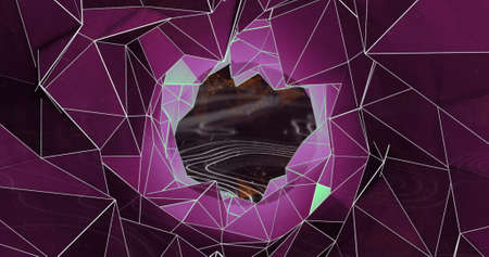 Image of multiple networks of connections, white dots moving in hypnotic motion in seamless loop...
