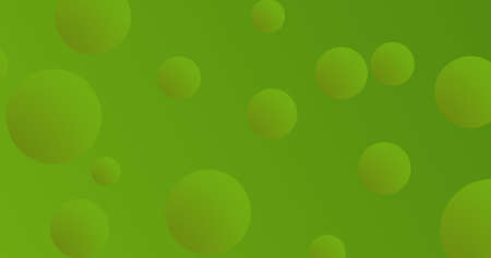 Image of multiple green balls and rows of white dots moving in hypnotic motion in seamless loop on green background. Colour light and movement concept digitally generated image.の写真素材