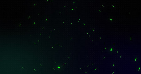 Image of flashing red and green circles on black background. Colour and movement concept digitally...