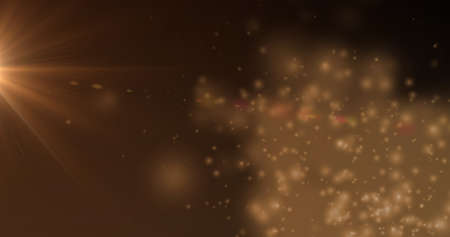 Image of orange glowing spotlight over yellow spots in background. Colour and movement concept...