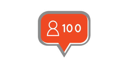 Digital image of a human icon and increasing numbers inside an orange chat box on a white background...