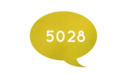Digital image  of a yellow speech balloon with increasing numbers on a white background 4k