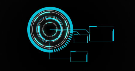 Image of scope scanning and data processing. global technology, data processing and digital...