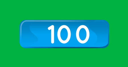 Digital image of numbers counting up inside a blue box on a green background 4kの写真素材