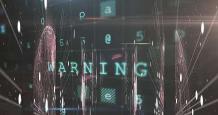 Digital image of cyber security concept texts against data processing. Digital online security computer conceptの写真素材