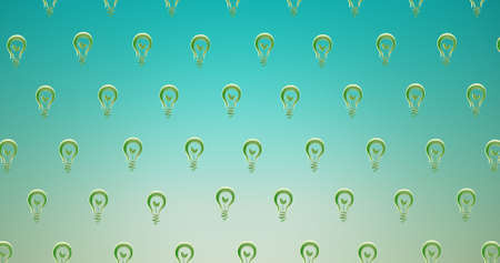 Composition of multiple plant light bulb logos repeated over blue background. global conservation and earth day concept digitally generated image.の写真素材