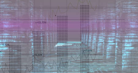 Image of financial data processing over glowing computer servers. global finance and business...