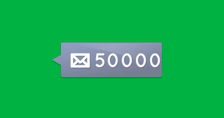 Image of a grey box with a message icon and increasing number on a green background 4k