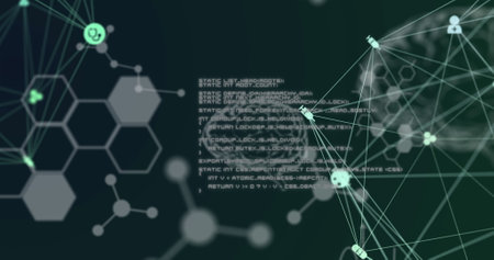 Digital image of Globe of digital medical icons and molecular structures over data processing and digital human brain against black background. Medical research computer interface conceptの写真素材