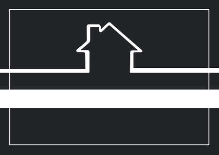 Digitally generated image of house icon with copy space on black background. property and real estate background template illustration conceptの写真素材